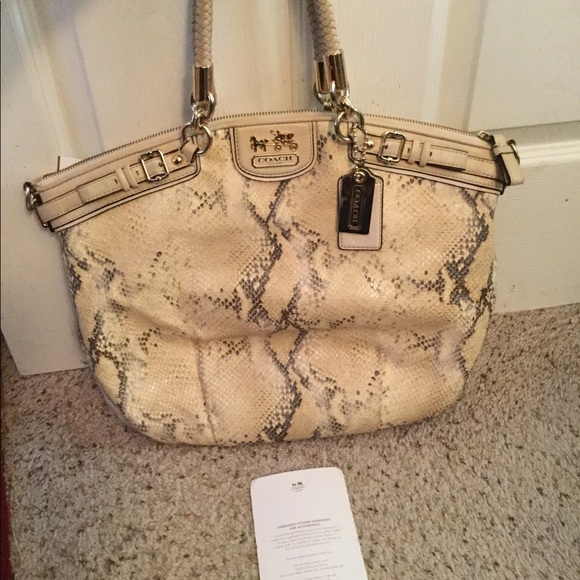 Coach Madison Lindsey Vintage Python Snakeskin Leather Satchel Purse Bag y2k - Picture 7 of 8